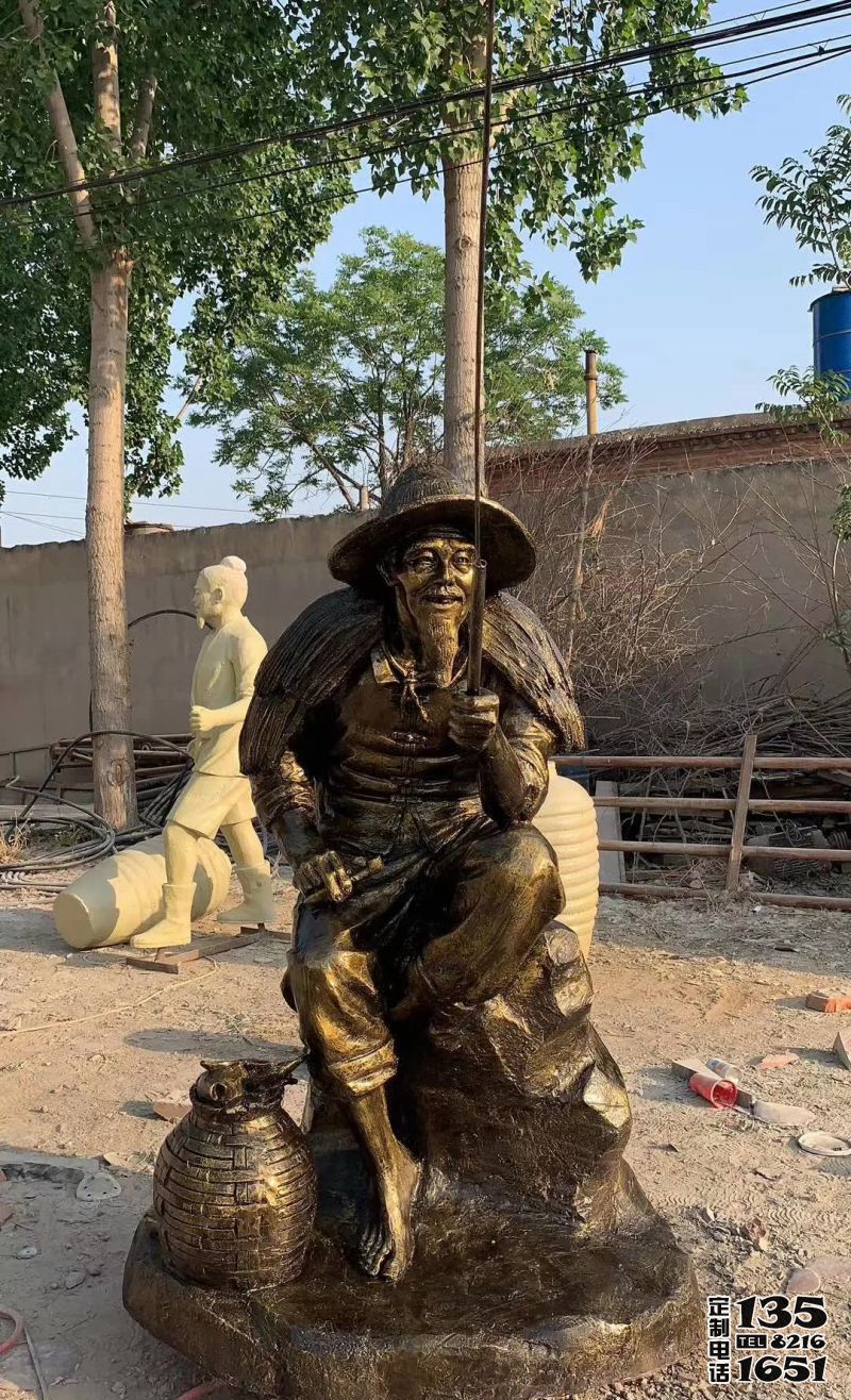 漁翁釣魚(yú)玻璃鋼仿銅人物雕塑 漁翁釣魚(yú)玻璃鋼仿銅人物雕塑