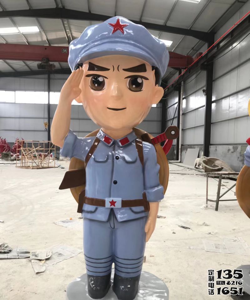 景區卡通玻璃鋼彩繪敬禮的小八路軍雕塑 景區卡通玻璃鋼彩繪敬禮的小八路軍雕塑