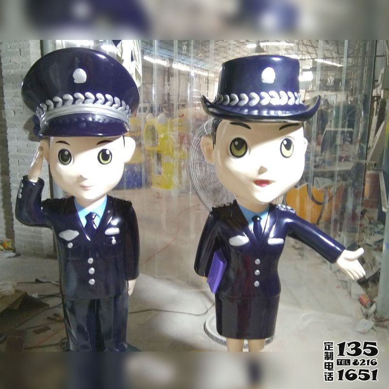 警校景區玻璃鋼卡通警察人物雕塑 警校景區玻璃鋼卡通警察人物雕塑