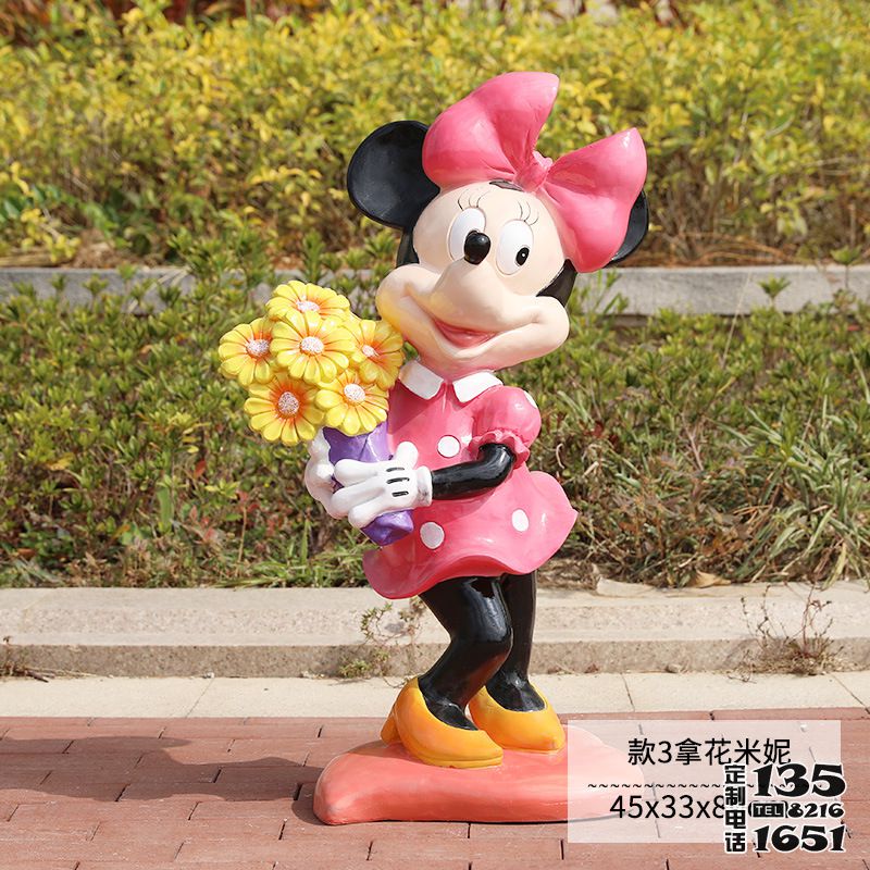 花園游樂場玻璃鋼彩繪卡通米老鼠米妮雕塑 花園游樂場玻璃鋼彩繪卡通米老鼠米妮雕塑