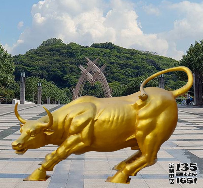 戶外廣場(chǎng)玻璃鋼漆金華爾街牛雕塑 戶外廣場(chǎng)玻璃鋼漆金華爾街牛雕塑