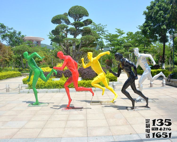 校園體育廣場戶外玻璃鋼抽象跑步運動人物雕塑