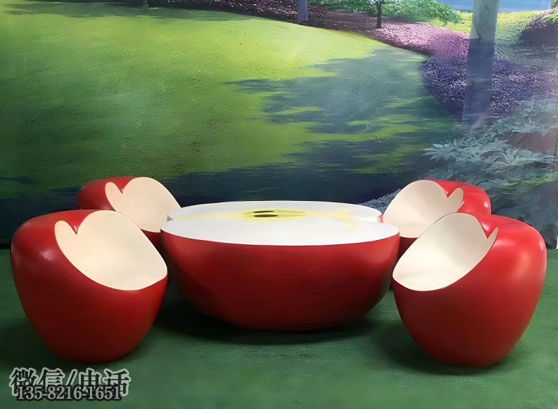 玻璃鋼仿真蘋果桌椅 玻璃鋼仿真蘋果桌椅